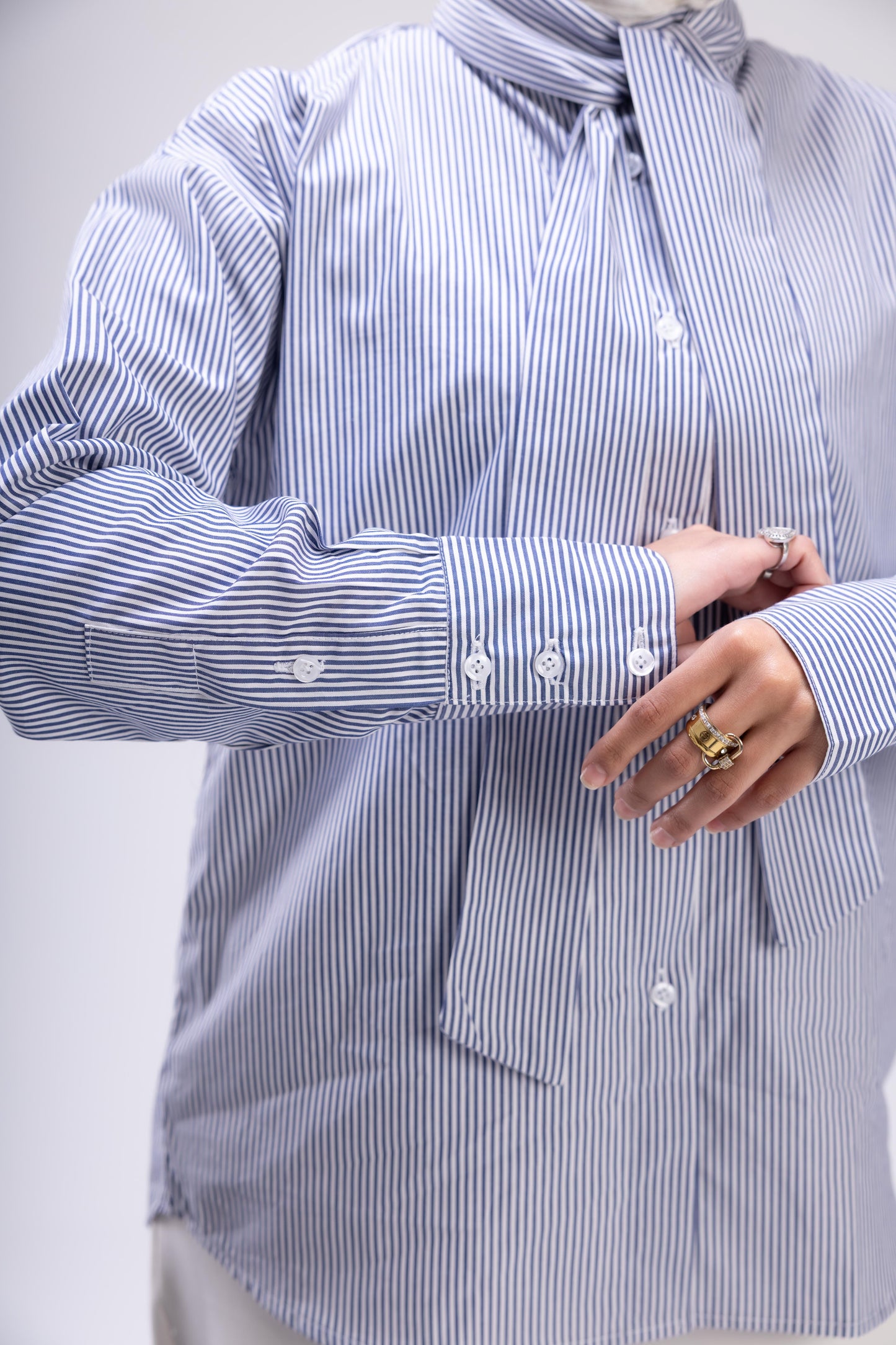 Blue stripped shemiz with bow