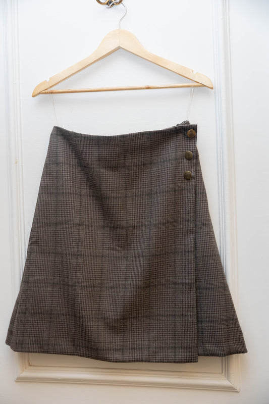 Brown plaid skirt