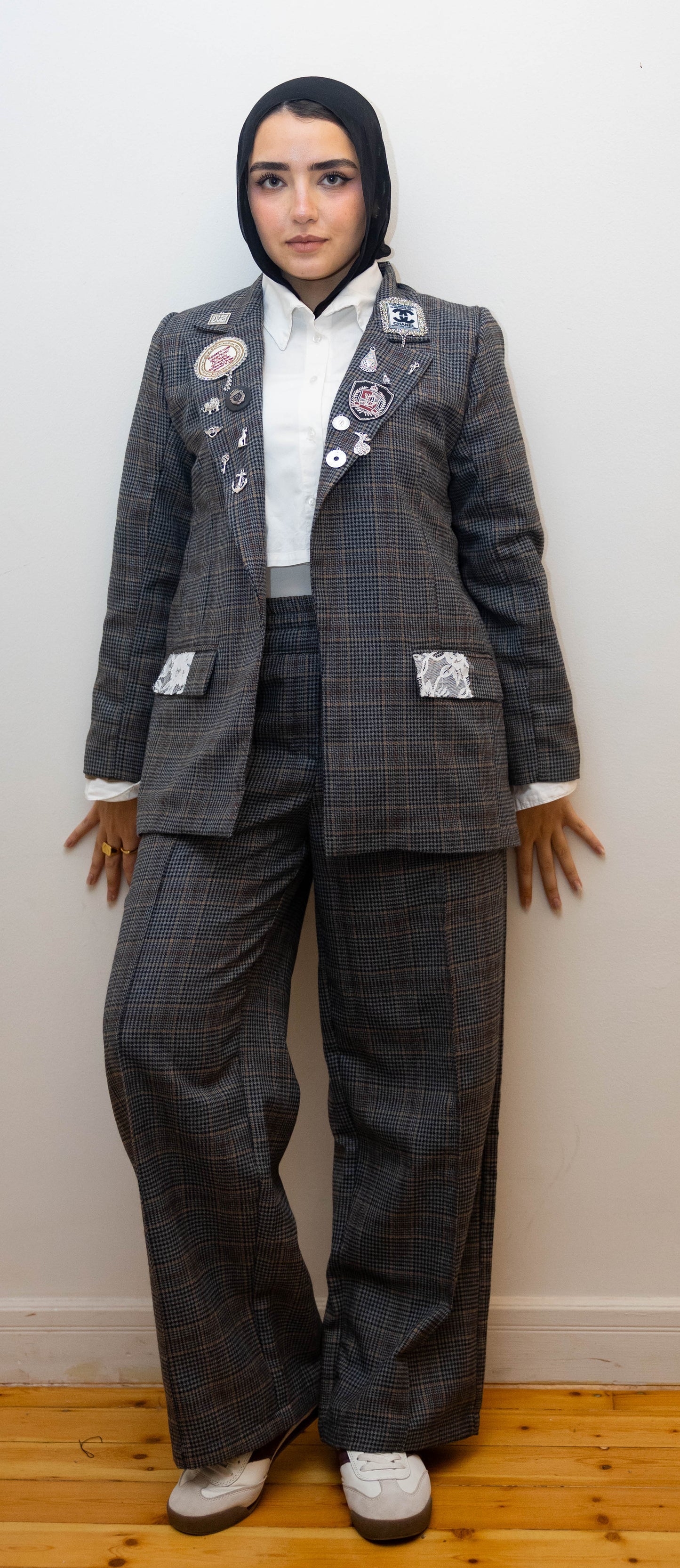 Gray plaid suit