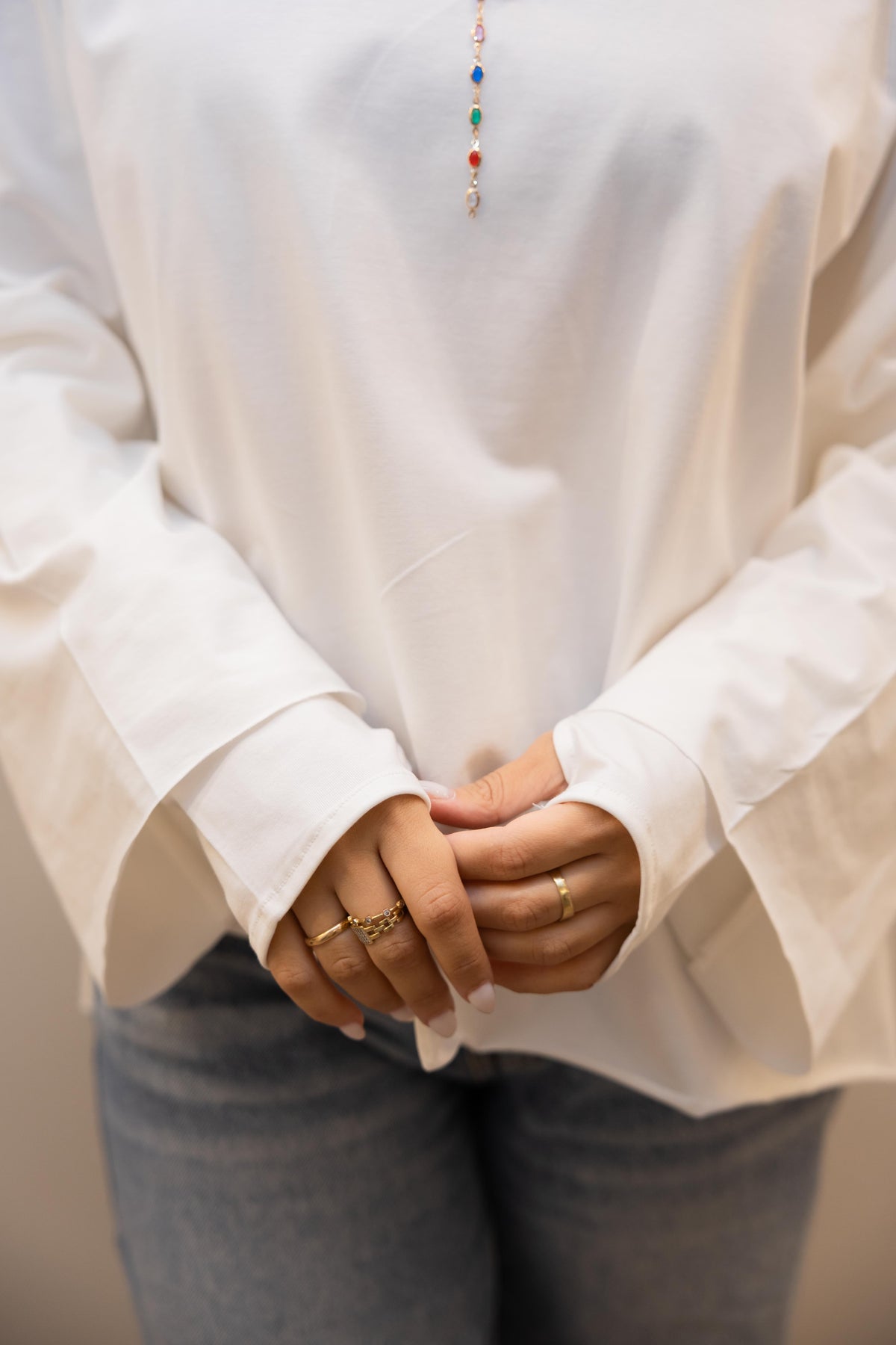 Modest cuffed-sleeve top