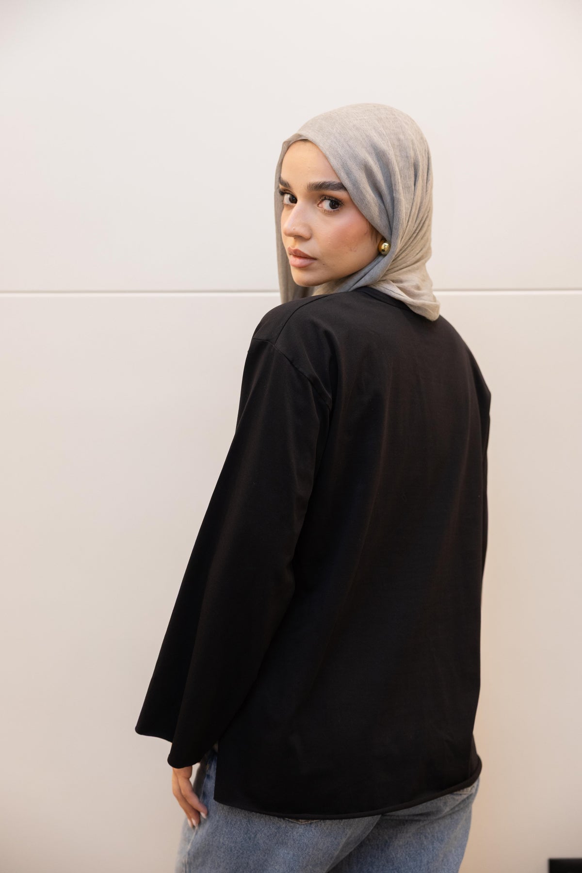 Modest cuffed-sleeve top