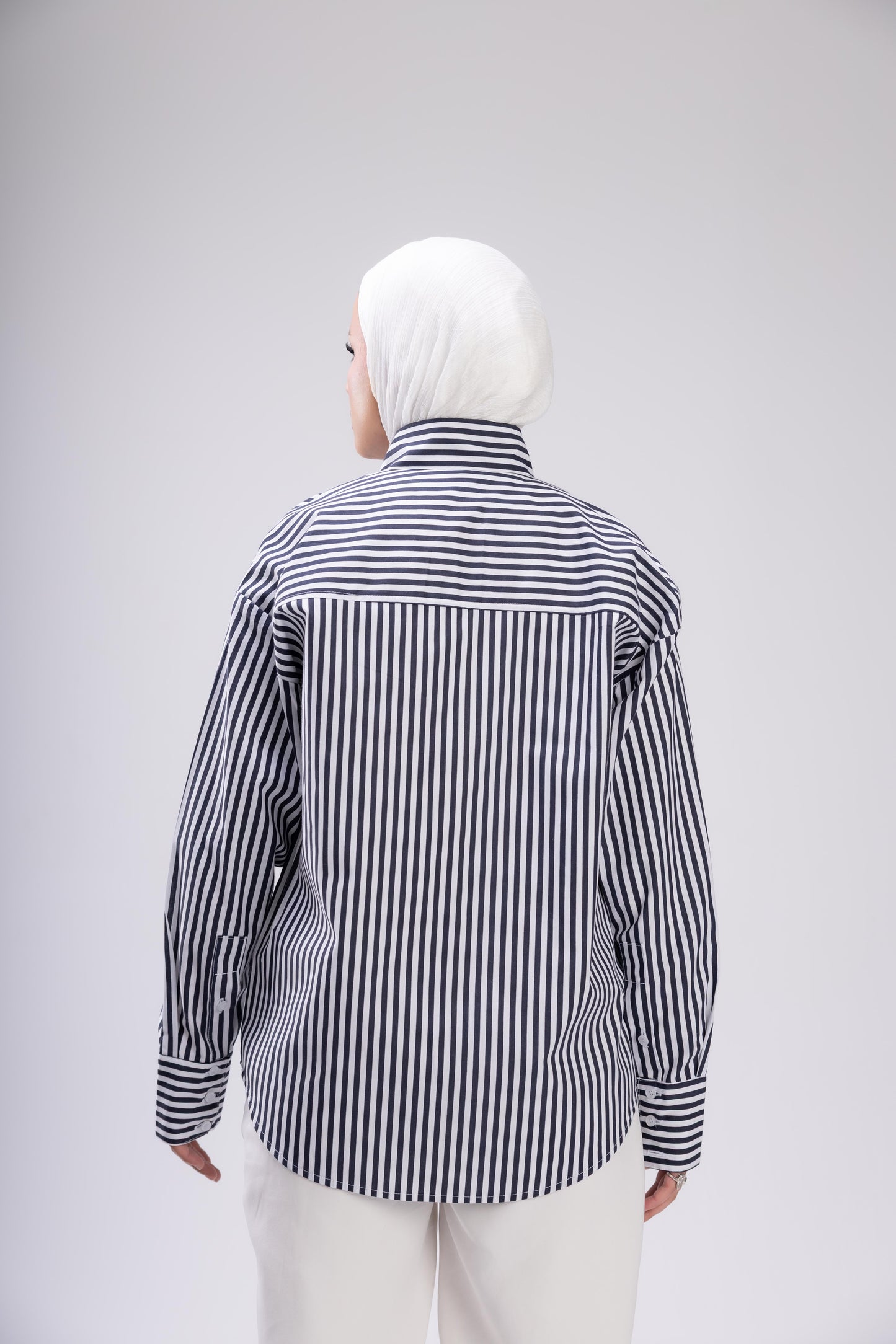 Dark Blue stripped shemiz with bow (Copy)