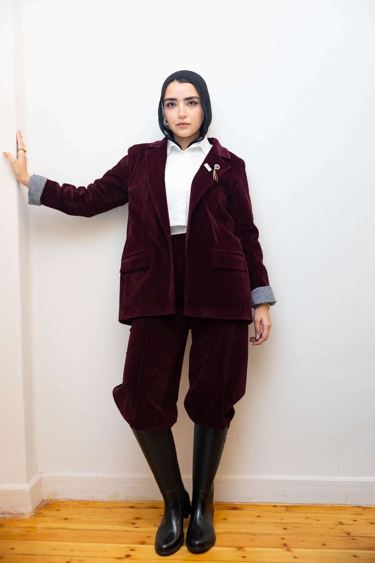 Velvet burgundy suit