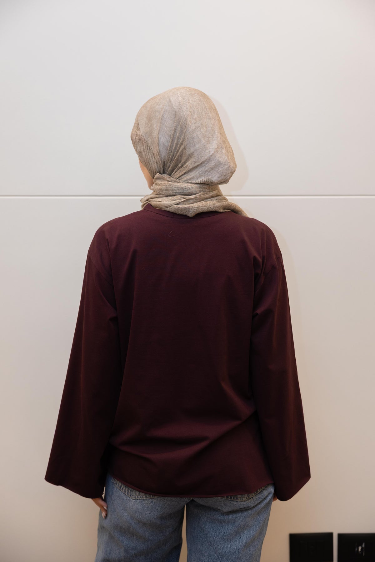 Modest cuffed-sleeve top
