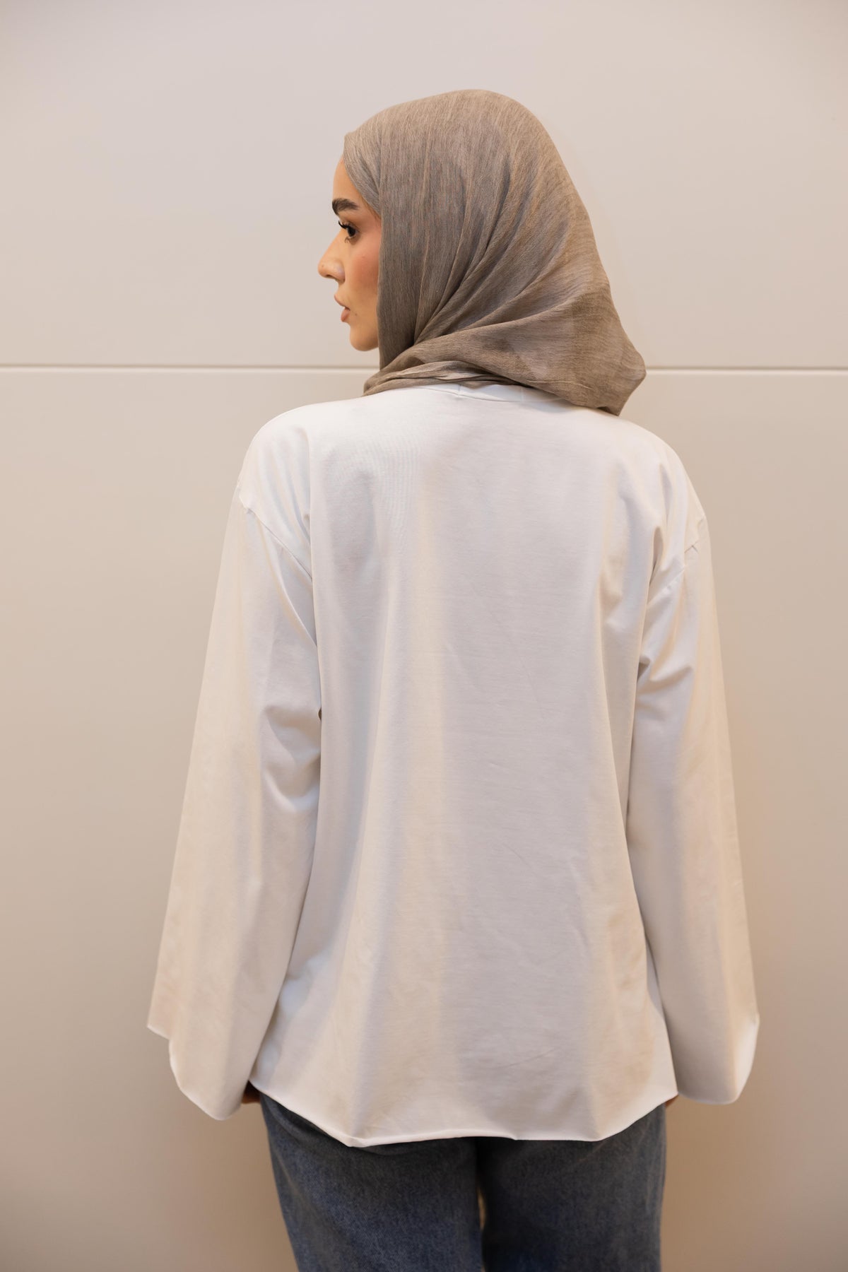 Modest cuffed-sleeve top