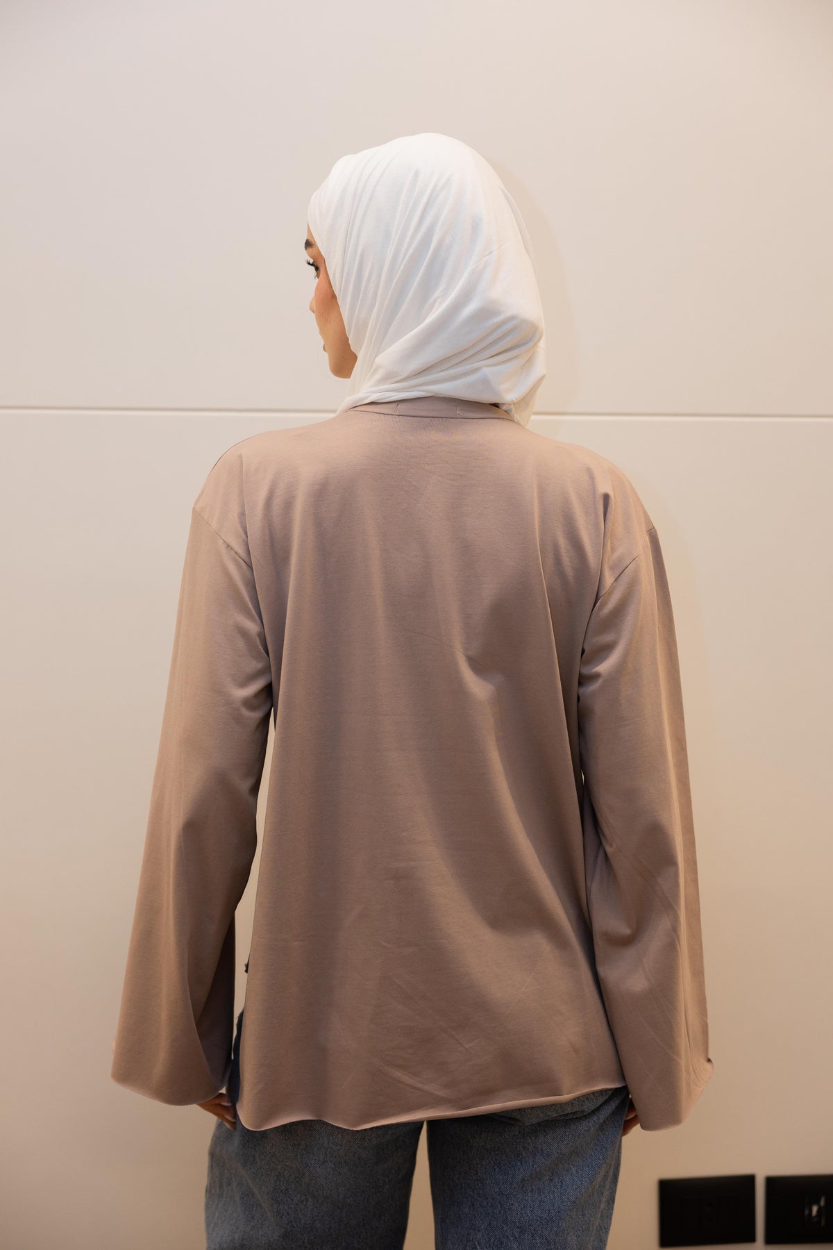 Modest cuffed-sleeve top