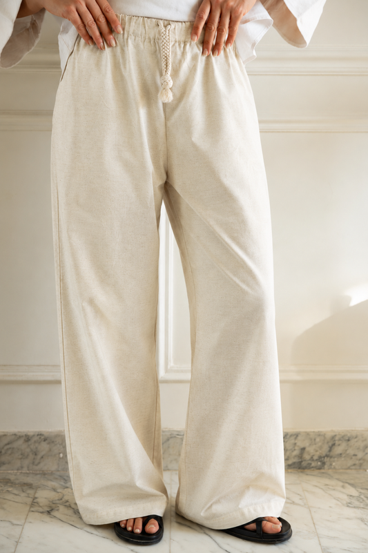 Beige linen pants