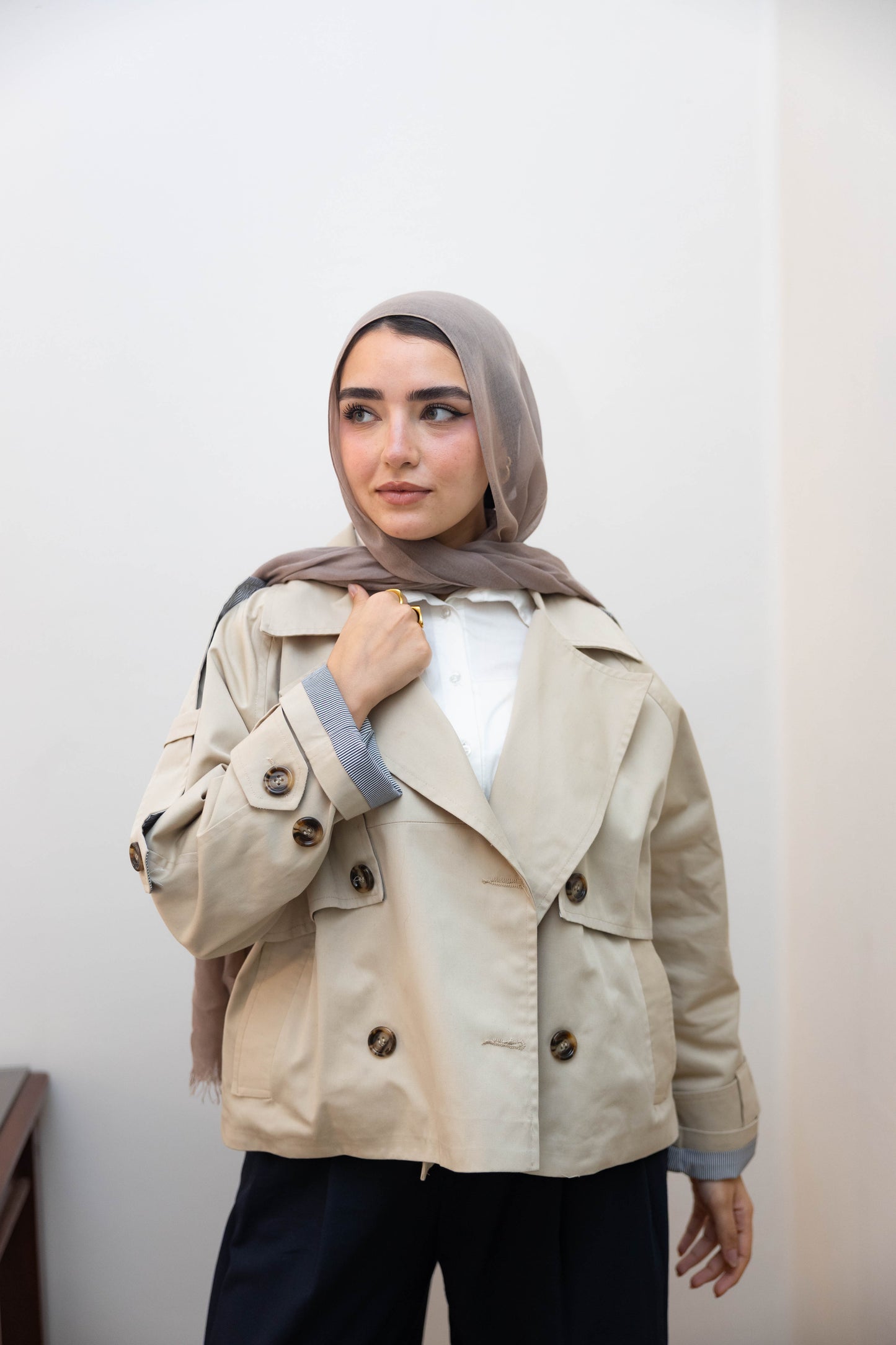 Gabardine Beige Trench( pre_order within 14 working days)