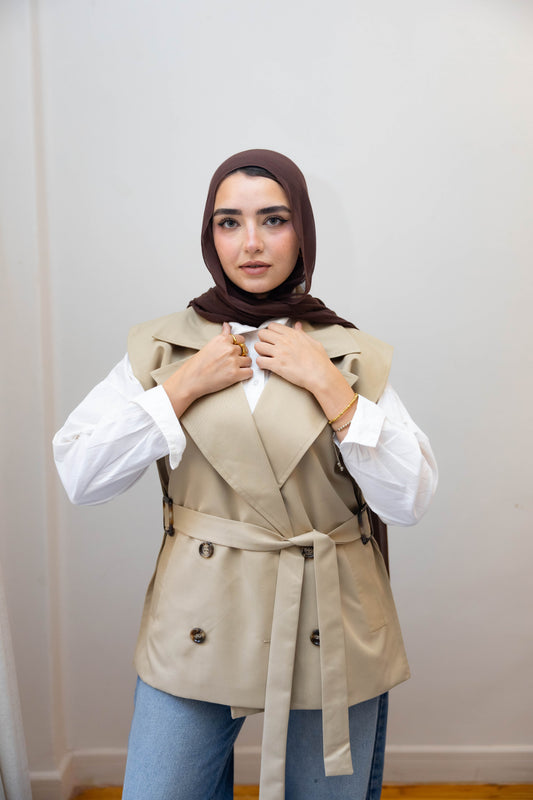 Gabardine Beige Vest