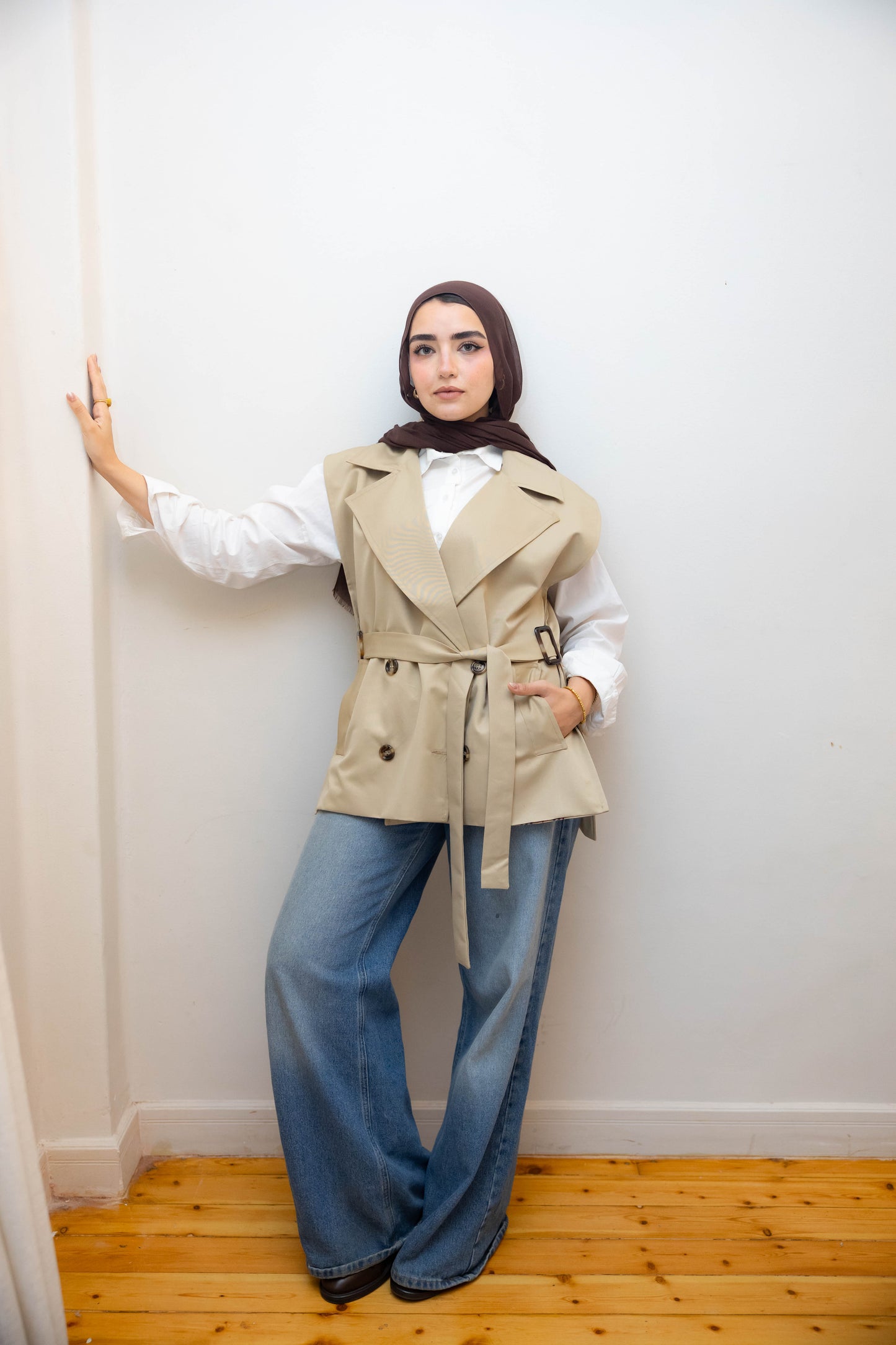 Gabardine Beige Vest