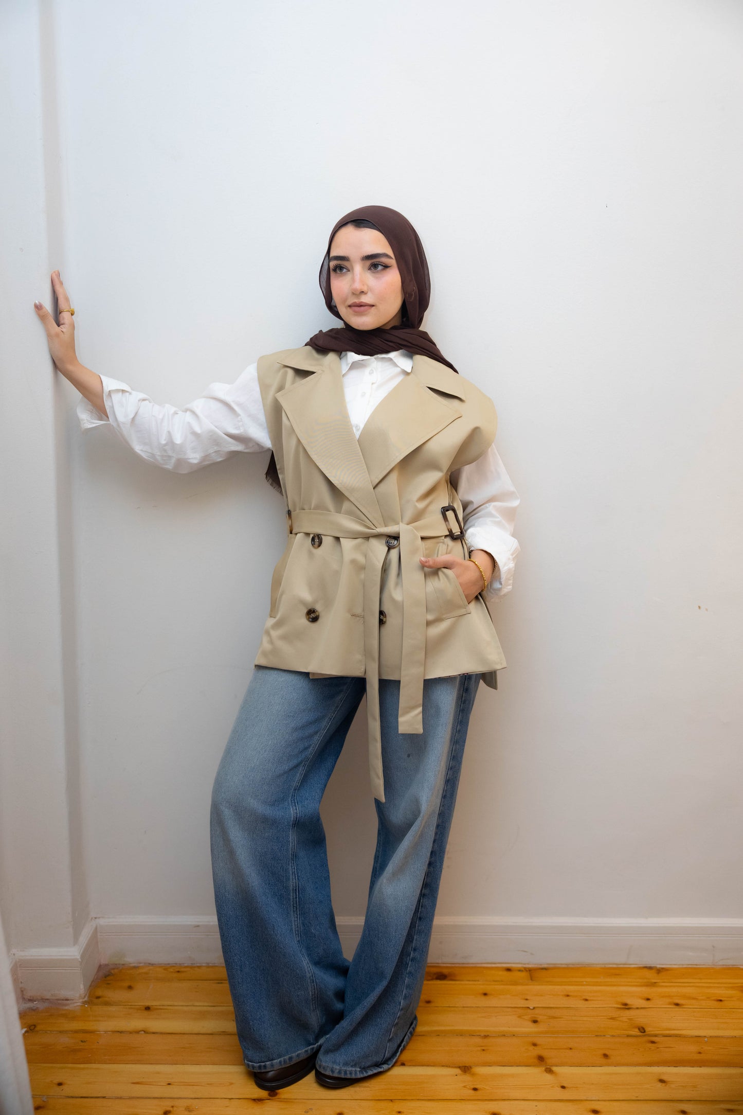 Gabardine Beige Vest