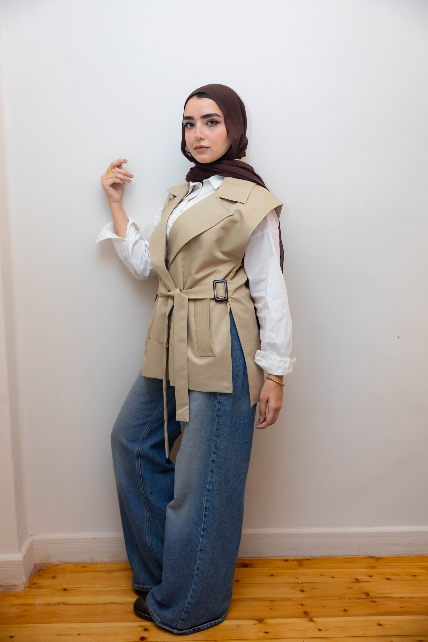 Gabardine Beige Vest