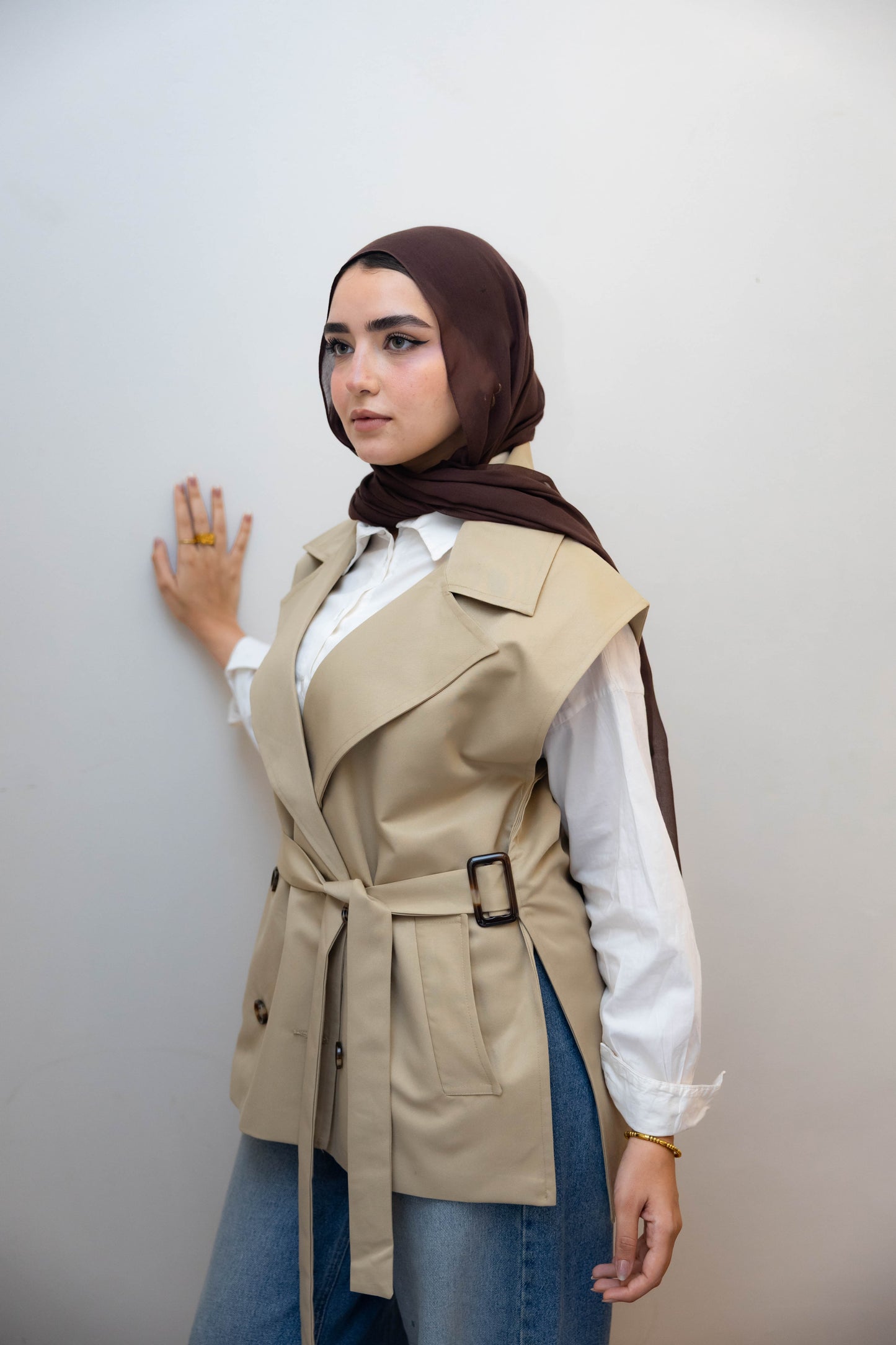 Gabardine Beige Vest