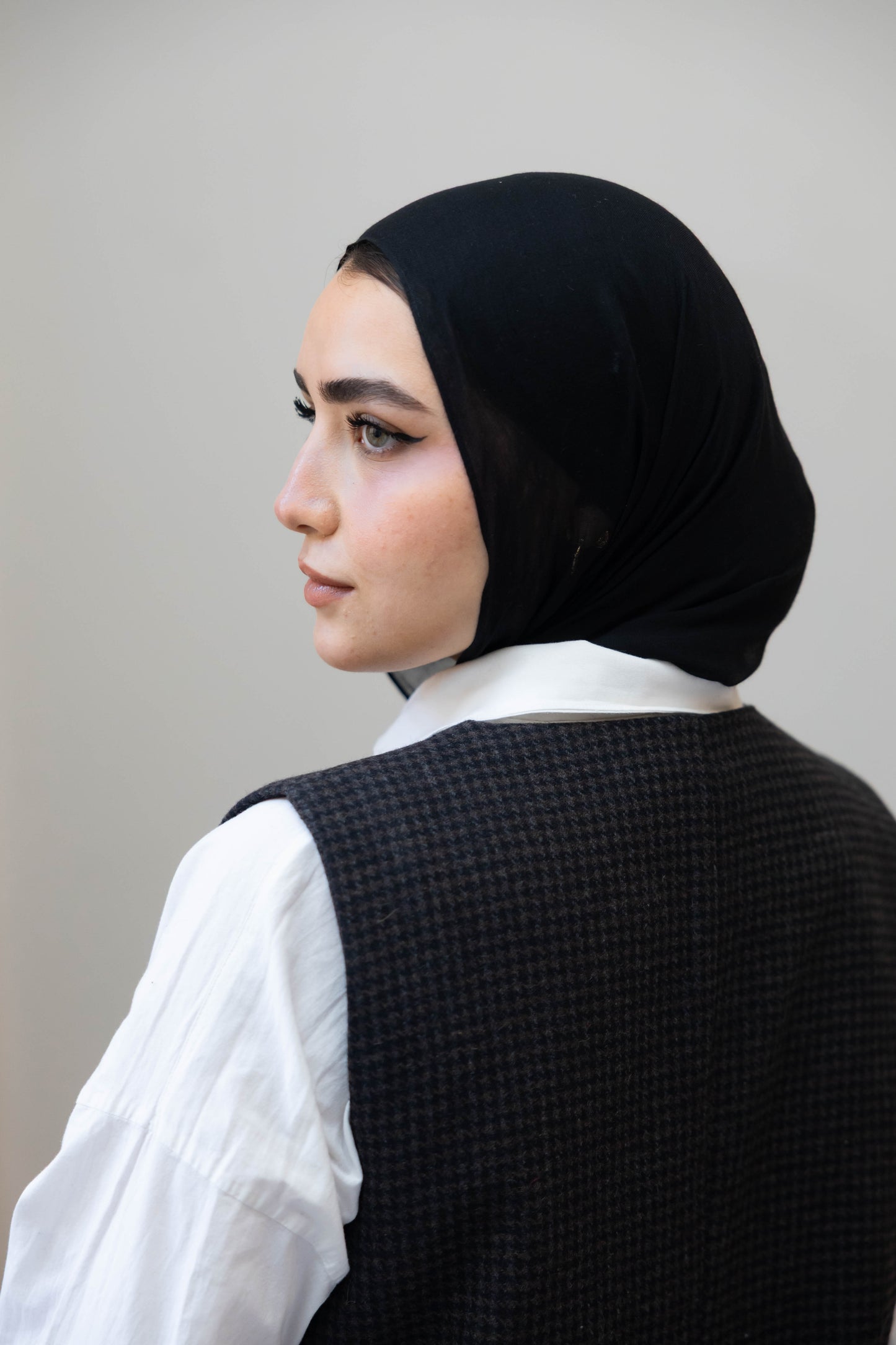 Wool Black & Brown Plaid Vest