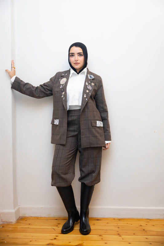 Diva brown Plaid Blazer