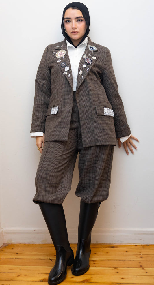 Diva brown Plaid Blazer