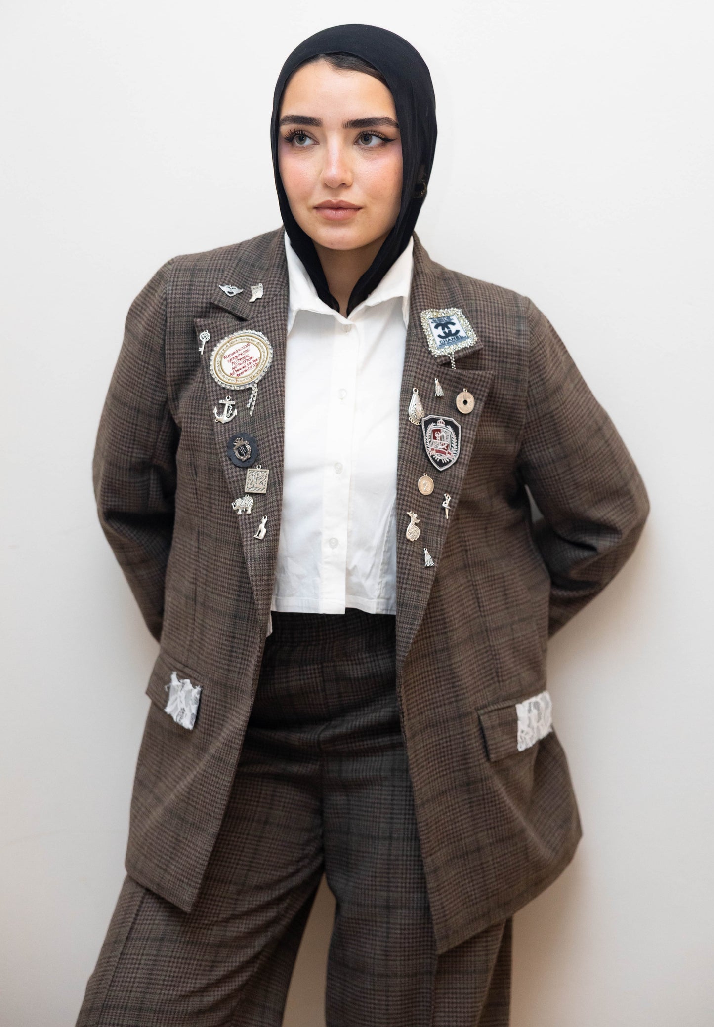 Diva brown Plaid Blazer