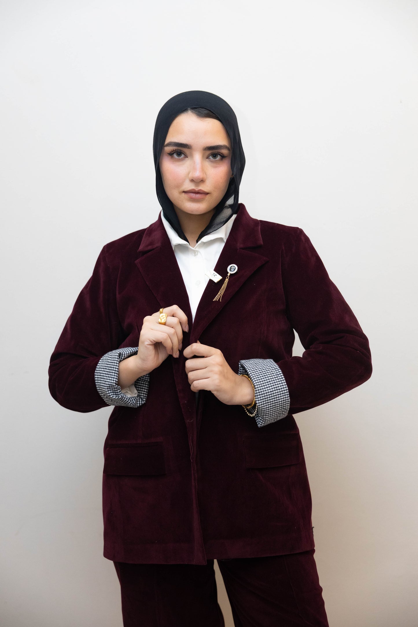 Burgundy velvet blazer