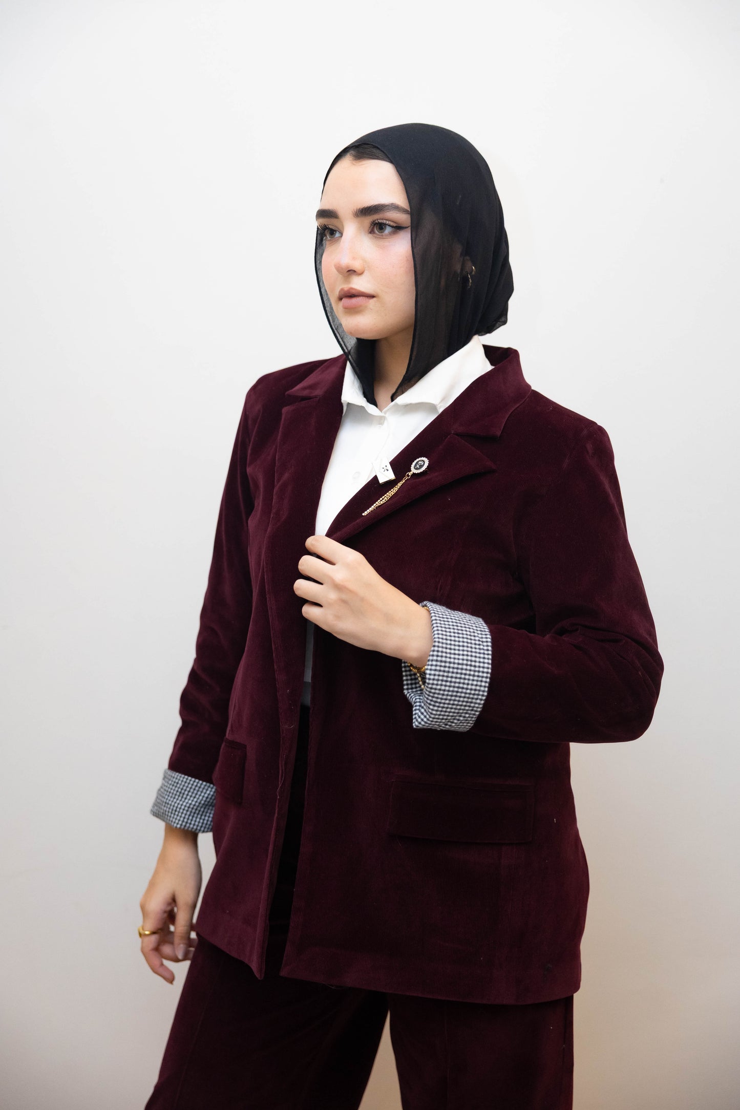 Burgundy velvet blazer