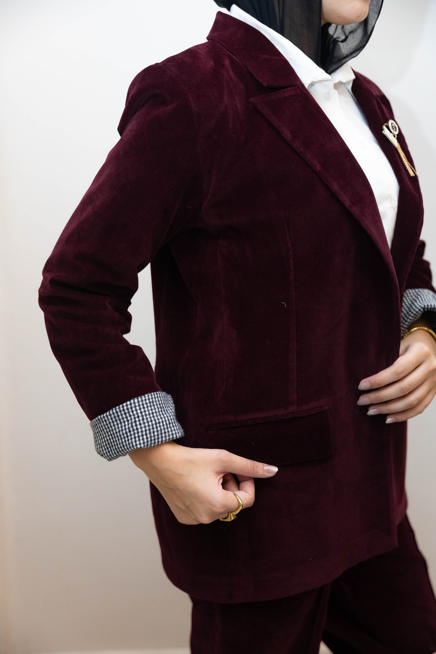 Burgundy velvet blazer