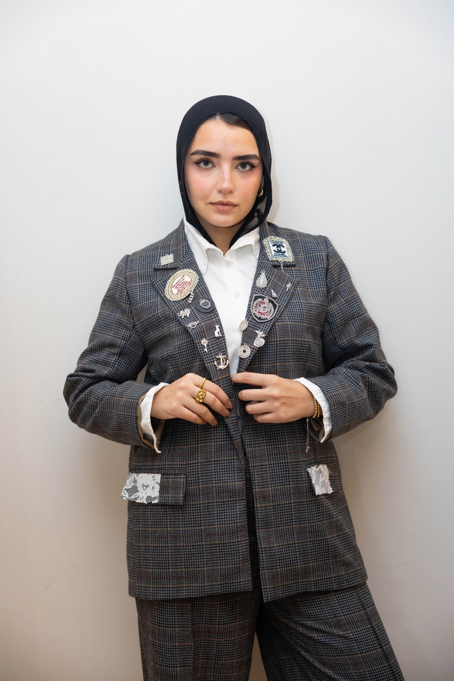 Diva gray plaid blazer